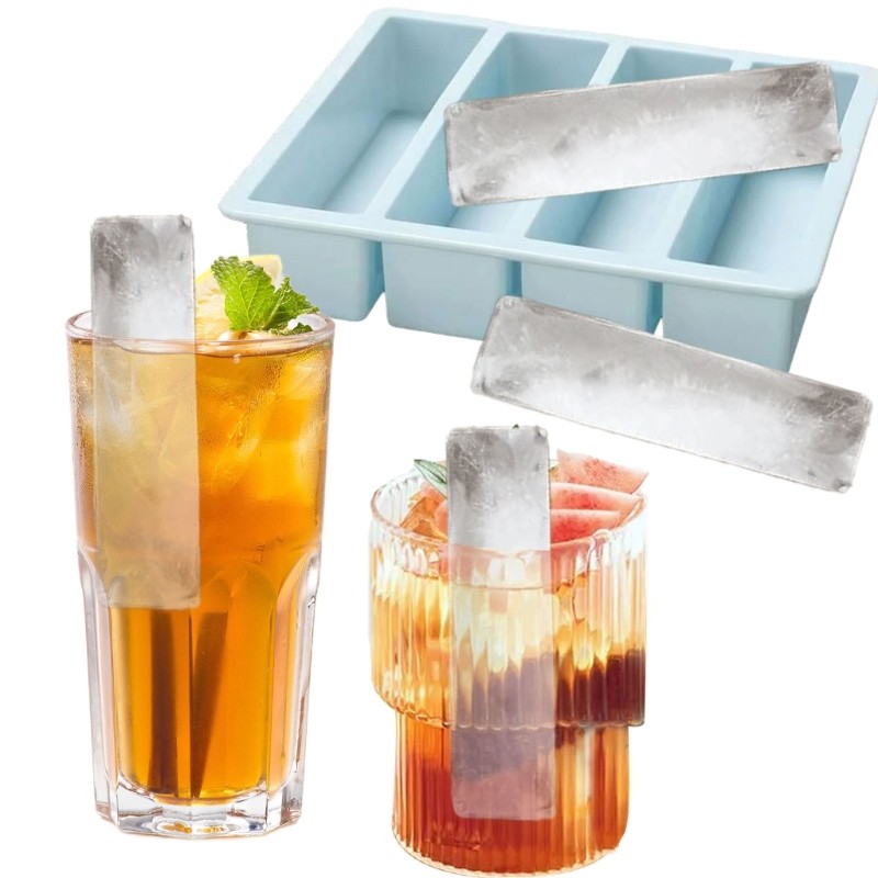Stat ยืดหยุ่น 4 แถบก้อนน้ําแข็งแม่พิมพ์สําหรับเครื่องดื่มถาดซิลิโคนทนความร้อนช็อคโกแลตเบเกอรี่เป็นมิ