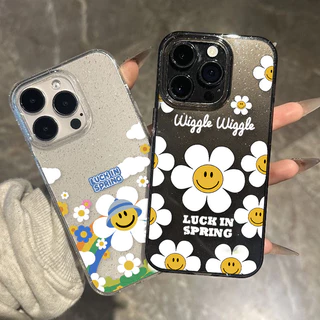 เคส iPhone 16 17 PRO ใสแวววาวด้วย TPU นุ่มสีสันสดใส พร้อมลายดอกทานตะวันสีรุ้งสุดน่ารัก เข้ากันได้กับ iP11 12 13 14 15