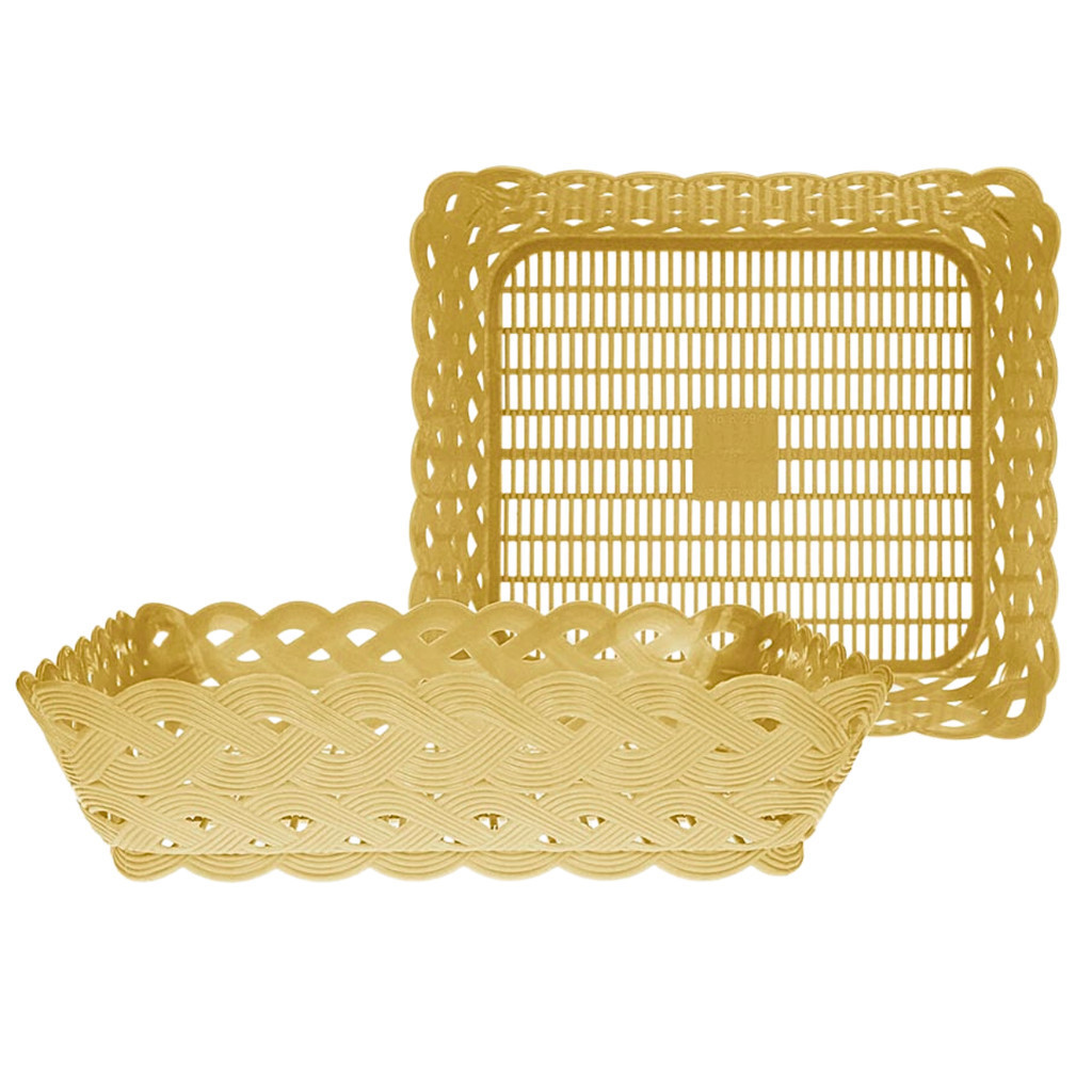 ตะกร้าใส่ของลายหวาย ตระกร้าอเนกประสงค์ สีครีม พร้อมส่ง ❤️by กำตังค์❤️