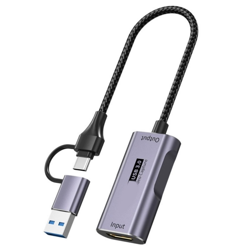 การ์ดจับภาพ HDTV 4K60FPS พร้อมอะแดปเตอร์ Type C สําหรับคอนโซลเกมและกล้อง