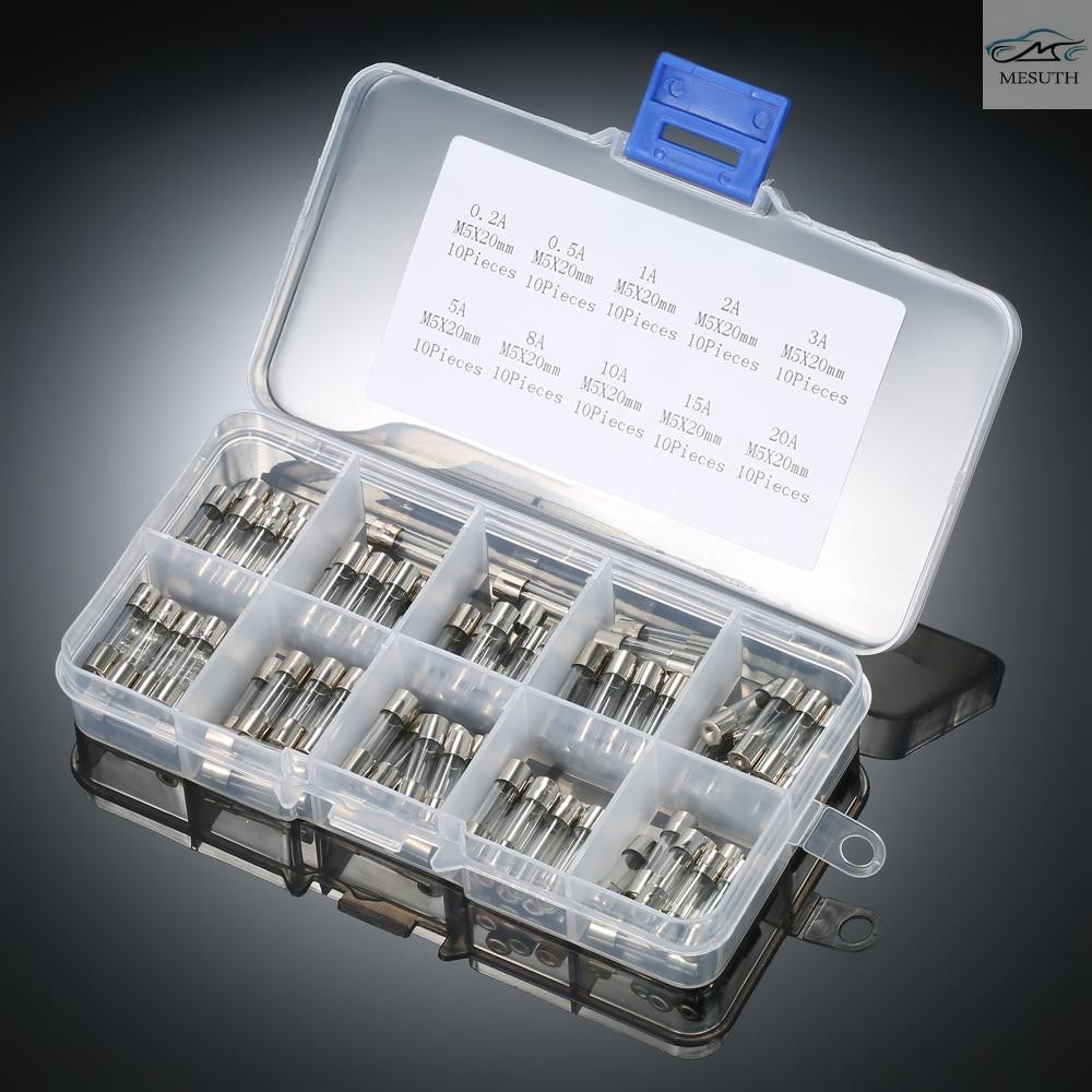 Fast Delivery 100pcs 5x20mm Fast-low Glass Tube ฟิวส์คละชุด Amp 0.2A 0.5A 1A 2A 3A 5A 8A 10A 15A 20A