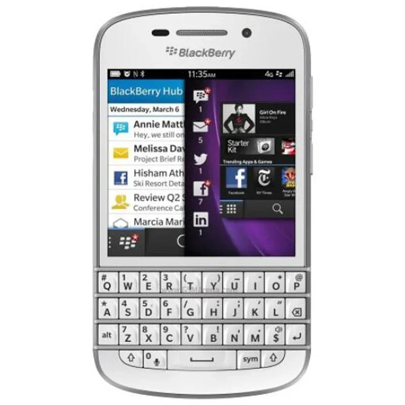 ปลดล็อค Blackberry Q10 4G 3.1 "โทรศัพท์มือถือ 2GB RAM 16GB ROM 8MP QWERTY คีย์บอร์ด Dual Core BlackB