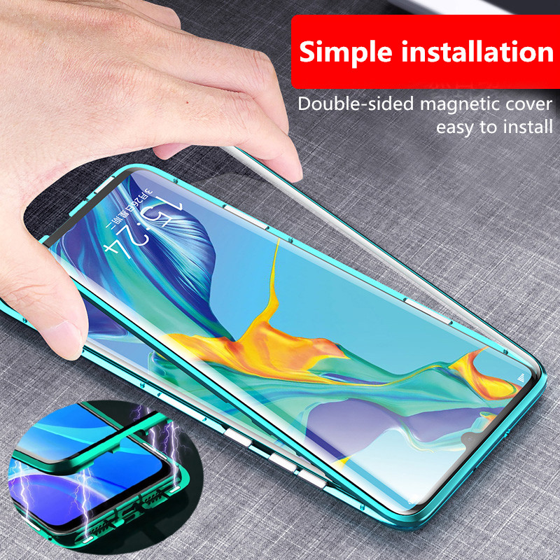 360 สําหรับ Samsung Galaxy A56 A55 A54 A53 A52 A52S A36 A35 A34 A26 A25 A24 5G 360° การดูดซับโลหะแม่เหล็กพลิกกรณี สองเท่า-ด้าน กระจกนิรภัยปกป้องกรณีโทรศัพท์ปก