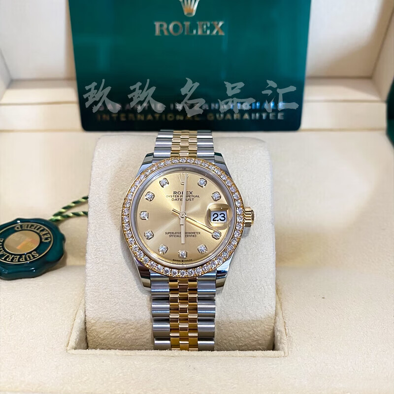 Mechanical rolexxes Gold นาฬิกาไดอารี่ประเภทแหวนด้านนอกวันที่) Swiss Diamond Automatic rolexxex ของข