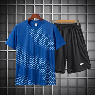 ชุดกีฬา 2 ชิ้น เสื้อยืด+กางเกงขาสั้น เบาสบายระบาย ชุดวิ่งอากาศ