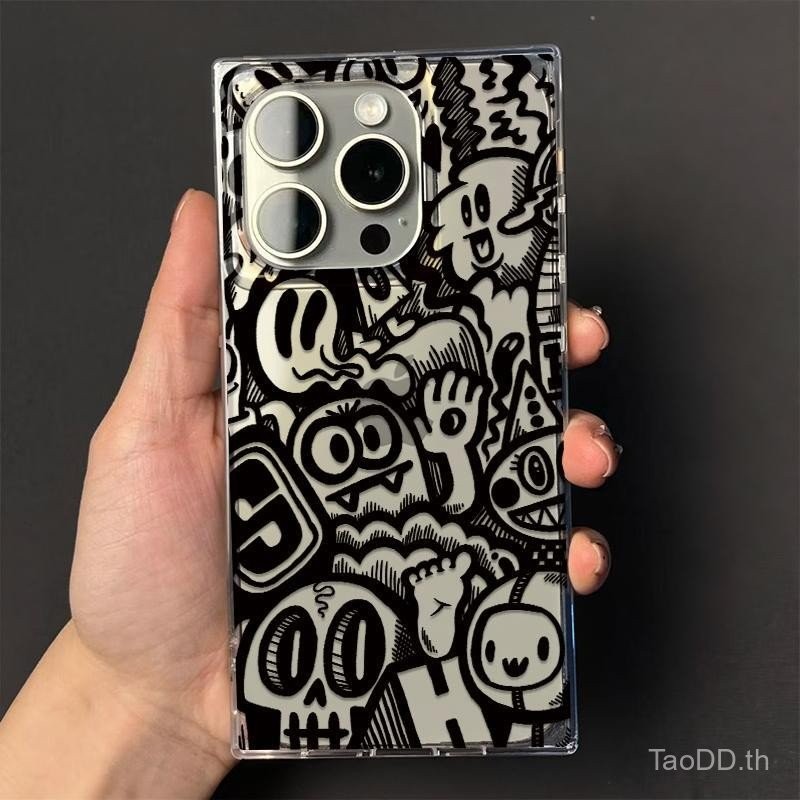 เคสโทรศัพท์ที่เข้ากันได้กับ iPhone 11 12 13 14 15 16 Pro Max Plus การ์ตูนมือโบกมอนสเตอร์กราฟฟิตี้เคสโปร่งใสครอบคลุมเต็มเคสนุ่มกันกระแทกเคสป้องกัน FVOS - รูปที่ 2