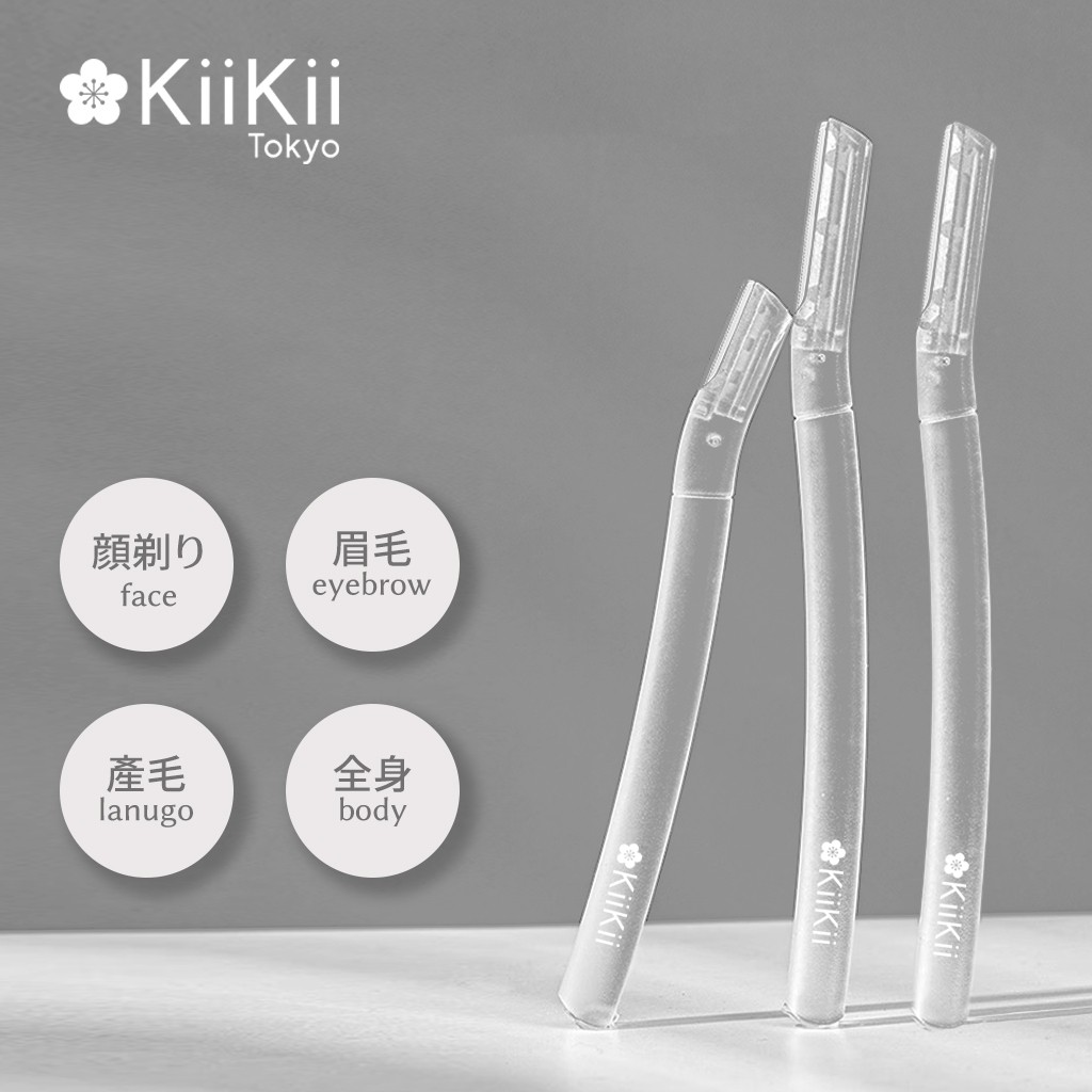 KiiKii Beauty มีดกันคิ้ว ที่กันคิ้ว ขนาดพกพา เซ็ต 3 ชิ้น ใช้กําจัดขนคิ้วได้อย่างปลอดภัย วัสดุแข็งแรง