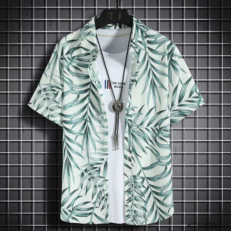 Hawaii Beachwear Shirts Retro Beach Flowers Loose Japanese Shirts เสื้อฮาวาย Men