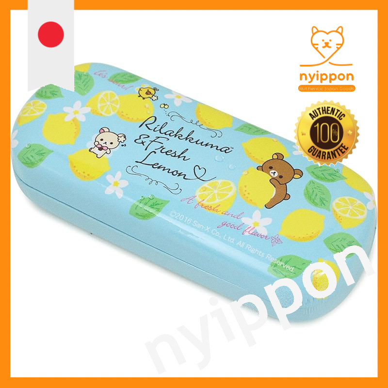 Pearl Glasses Case Rilakkuma Fresh Lemon Hard Magnet Blue