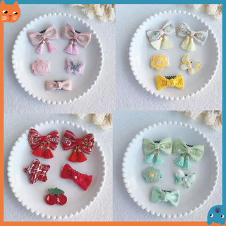 5 ชิ้น/แพ็คสุนัขพู่ Hairpin คลิปสําหรับสุนัขขนาดเล็กผม Bows Handmade Yorkie เครื่องประดับผม