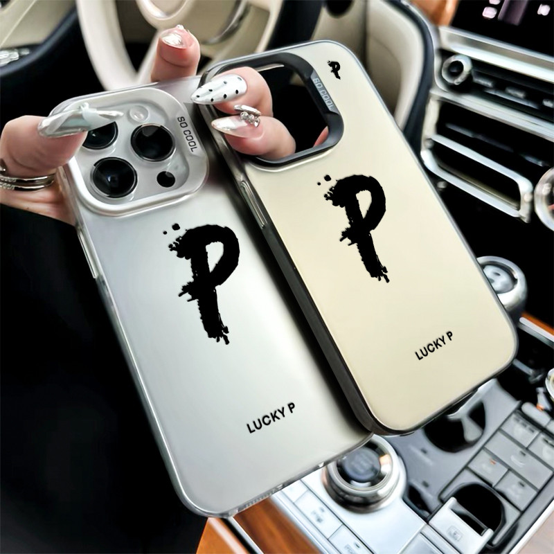 ส่งจากไทย เคสสำหรับไอโฟน15 ตัวอักษรPพี พีซสงบสุข ป้องกันมือถือ for IPhone 13 12 7Plus 14 15 11Pro MAX XR XS XSMAX SE2020