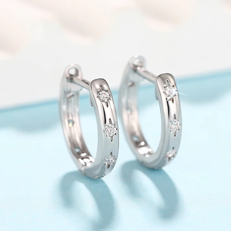 แฟชั่น 925 เงินสเตอร์ลิง Silverdainty Silver สี Hoop ต่างหู Lady ทุกวันเครื่องประดับ Brilliant Zirconia แฟชั่นอุปกรณ์เสริมอเนกประสงค์สําหรับผู้หญิง