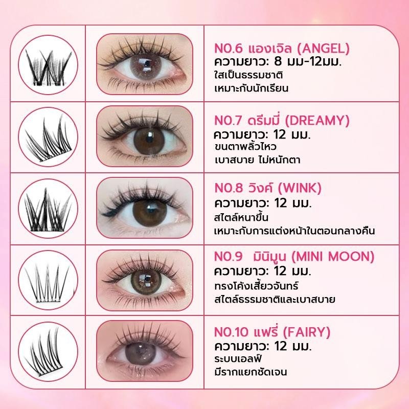 【 1 แถม 1】PINK CAT ขนตาปลอมมีกาวในตัว ขนตาปลอมแบบช่อ เส้นขนตาบาง 16 ทรง มีหลากหลายสไตล์ ติดง่ายไม่ใช้กาว คงทนยาวนาน - รูปที่ 2
