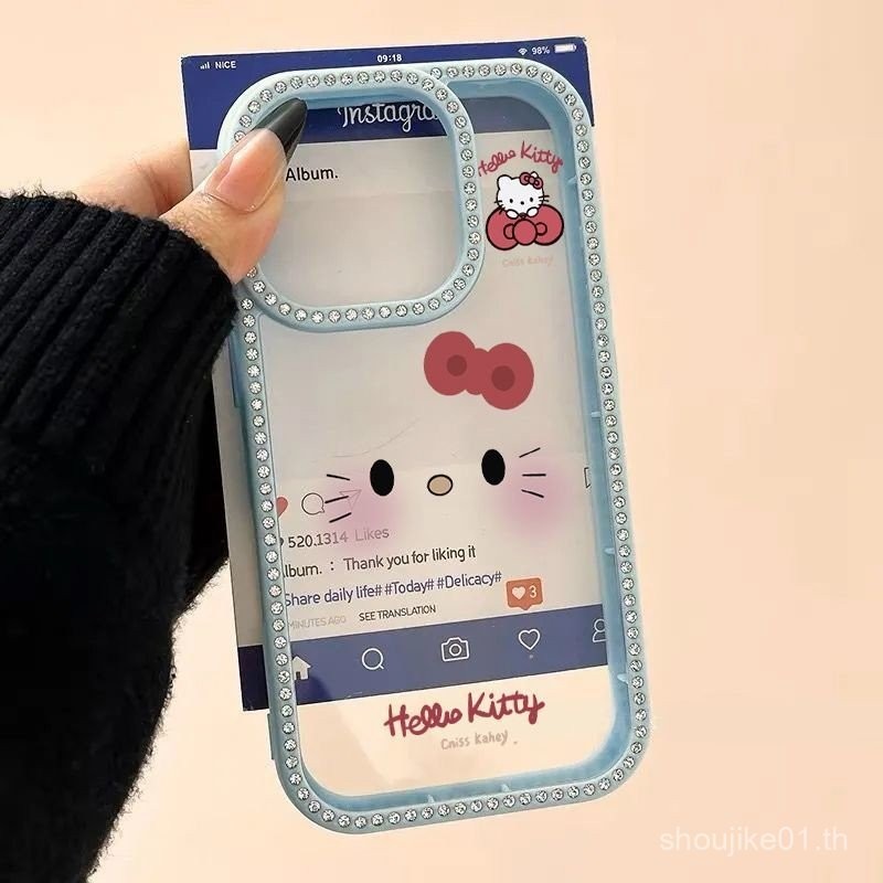 เคสโทรศัพท์ Diamond Butterfly KT Cat สำหรับ iPhone 11 13 16 15 12 14 16PRO 15PRO 11PROMAX 12PROMAX X