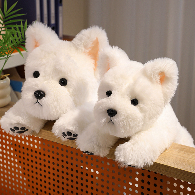 ตุ๊กตาสุนัขเวสต์ไฮแลนด์สีขาวน่ารัก ตุ๊กตาหมานอนคว่ำ ตุ๊กตาของเล่นเด็ก นุ่มฟู ผ่อนคลาย หมอนตุ๊กตากอด ของขวัญ 30/45/65CM