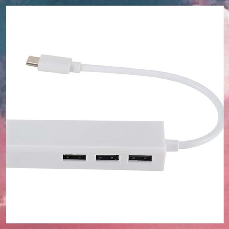 TYPEC ถึง USB2.0 100GbE การ์ดเครือข่าย Hub Lan Rj45 อะแดปเตอร์เครือข่ายอีเธอร์เน็ต 3 พอร์ต USB 2.0 อ