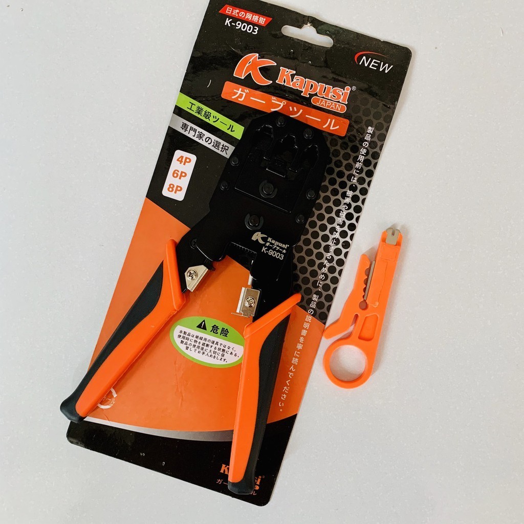 Kapusi K-9003 คีมเครือข่าย 3 เส้นสําหรับโทรศัพท์และสายเคเบิลเครือข่าย 4P,6P,8P