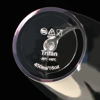 2026 New Tritan 450ml แก้วดูดใสกว่ากระจก ปลอดBPA แถมปลอก+แปรง หลายสี มีฝาปิด