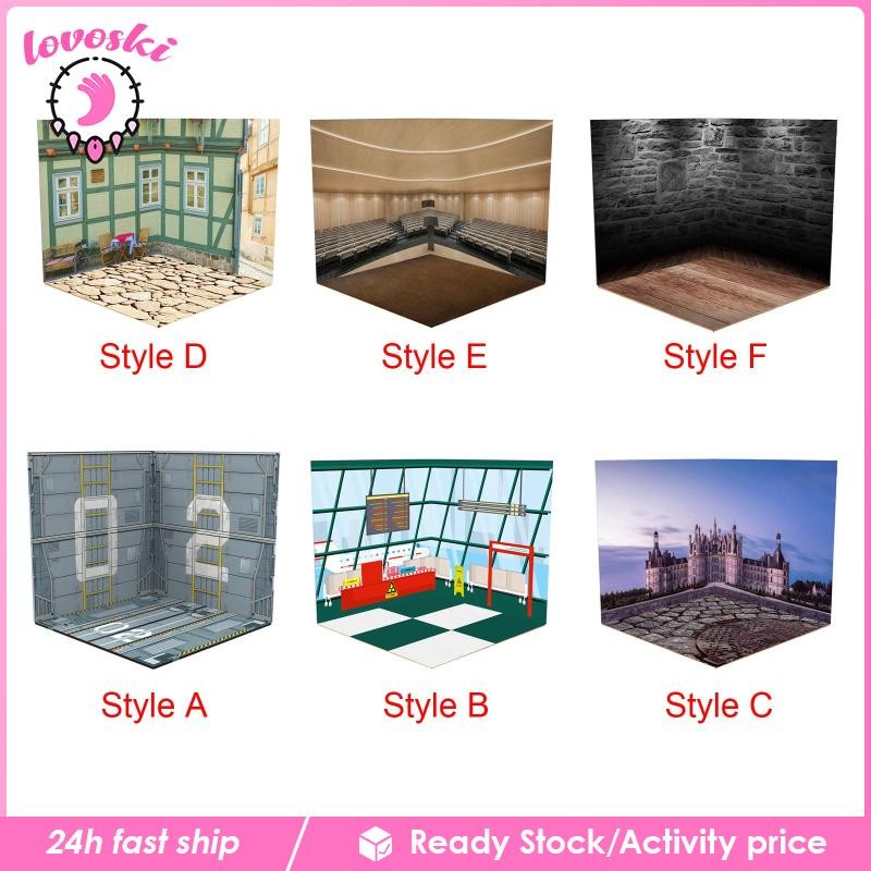 [Lovoski] 1:12ฉากหลังDioramaฉากOrganizerจอแสดงผลสําหรับตัวเลขการกระทําตุ๊กตารถฉากของเล่นDiecastรถ