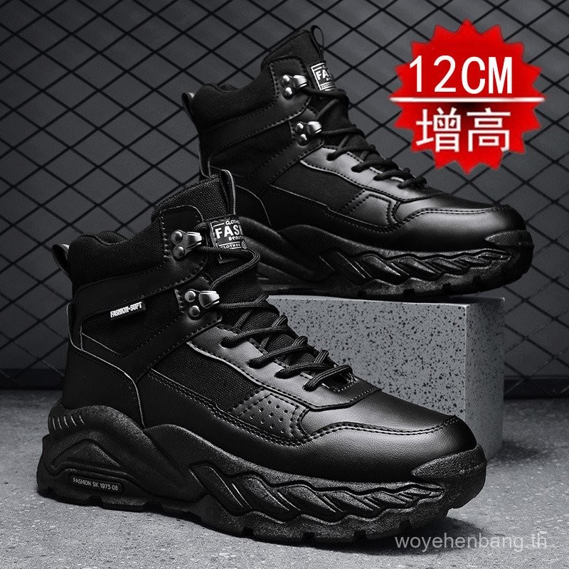 ขายร้อน Super ความสูงเพิ่มรองเท้าผู้ชาย 8cm10 ซม.หนา Soled Breathable High-Top รองเท้าผ้าใบฤดูใบไม้ร่วงสไตล์ใหม่ประกันแรงงาน Motorcyc