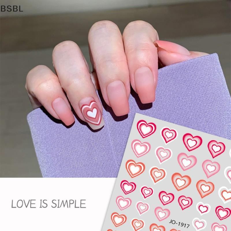 BSBL Contrast Color Gradient Love Nail Sticker Lovely Type Style Nail Sticker BL