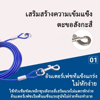 ส่งไว 🔥พร้อมตะขอเกี่ยว 2 ด้าน เชือกสุนัขสแตนเลสโซ่จูงสุนัข อุปกรณ์สัตว์เลี้ยง ลวดสลิงจูงสุนัข หัวเข็มขัดสแตนเลส 3 เมตร
