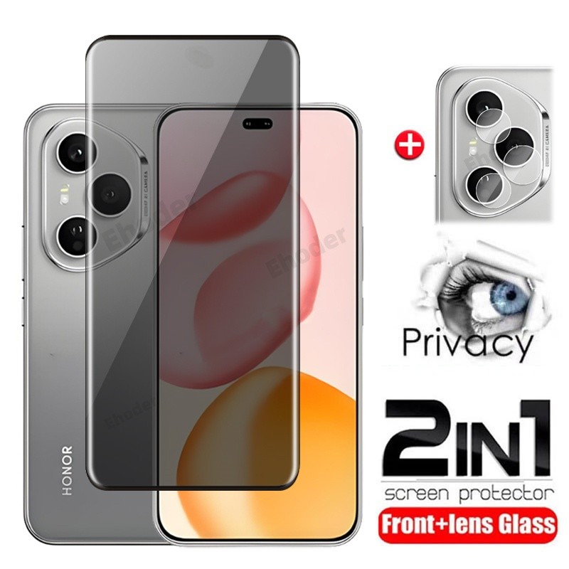 2in1 3Dโค้งความเป็นส่วนตัวกระจกนิรภัยสําหรับHonor 400 Pro Lite 4G 5G 2025 ป้องกันหน้าจอคลุมทั้งหมดเลนส์กล้องสําหรับHonor400 400Pro 400Liteเลนส์ฟิล์มClass