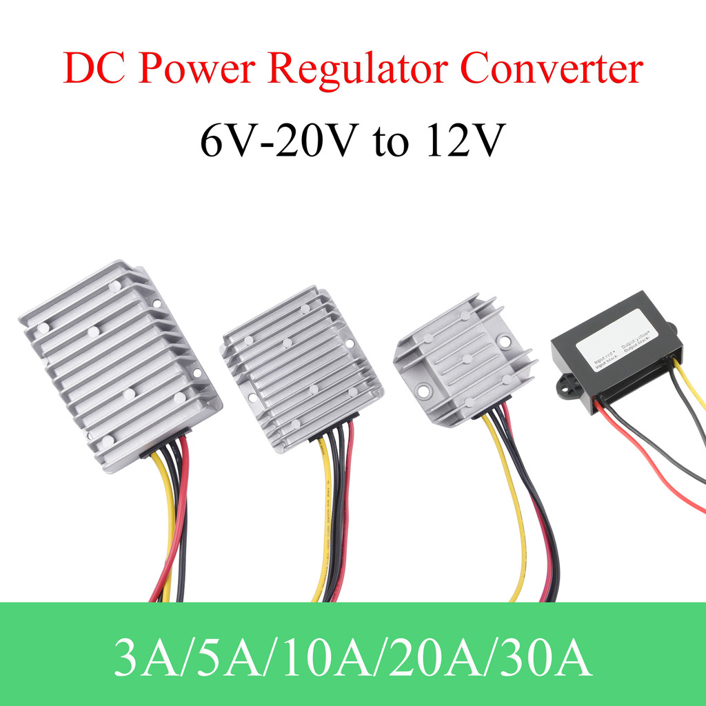 DC Power Converter 6-20V ถึง 12V Boost Buck Converter 3A 5A 10A 20A 30A โมดูลควบคุมแรงดันไฟฟ้ายานยนต์
