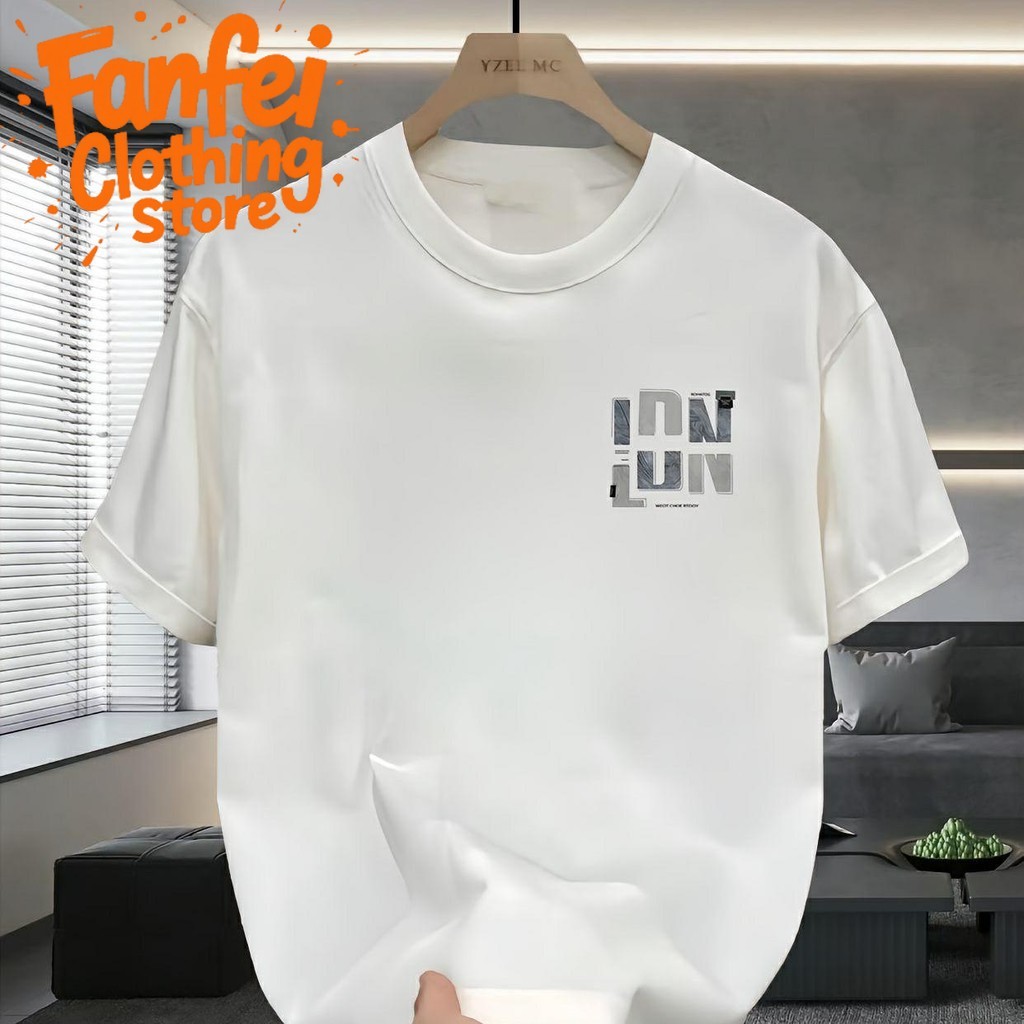 (จัดส่งตลอด 24 ชั่วโมง)Fanfei เสื้อยืดแขนสั้นผู้ชาย คอกลม พิมพ์ลาย คอลเลคชั่นฤดูร้อนใหม่เสื้อยืดคอกลมแขนสั้นผู้ชายพิมพ45