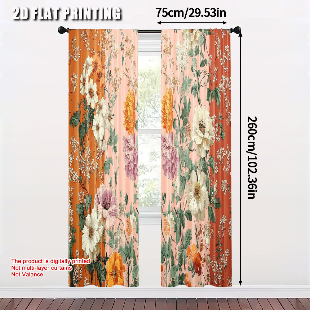 แนะนำ ผ้าม่าน 2ชิ้น,2งเครื่องบินพิมพ์ ผ้าม่านลูกกลิ้งผ้าม่านโบฮีเมียนดอกไม้ที่มีสีสันทนทานผ้าโพลีเอสเตอร์100% (ไม่มีก้าน) ตกแต่งภายในใช้สําหรับห้องนอนและห้องนั่งเล่น- ราคาพิเศษ มีเก็บเงินปลายทาง