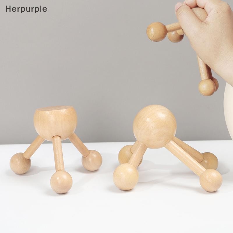 Herpurple 1 ชิ้นคอกลับ 3/4-Leg นวด Roller หัวไม้นวดหนังศีรษะ Octopus Claws ผ่อนคลาย SPA เครื่องมือสํ
