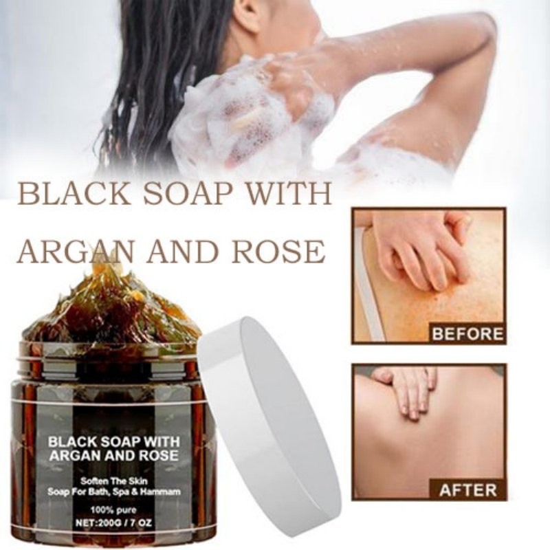Moroccan Black Body Scrub Eliminating oil, Dirt & Sweat stains Thoroughly Purify Skin Nourish& Hydra