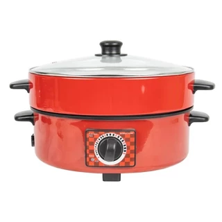 กระทะไฟฟ้า กระทะไฟฟ้า 32cm หม้อไฟฟ้า 3L เคลือบสารกันติดอเนกประสงค์ 1000W ทำอาหารและตุ๋น 2-8 คน ในครัวเรือน