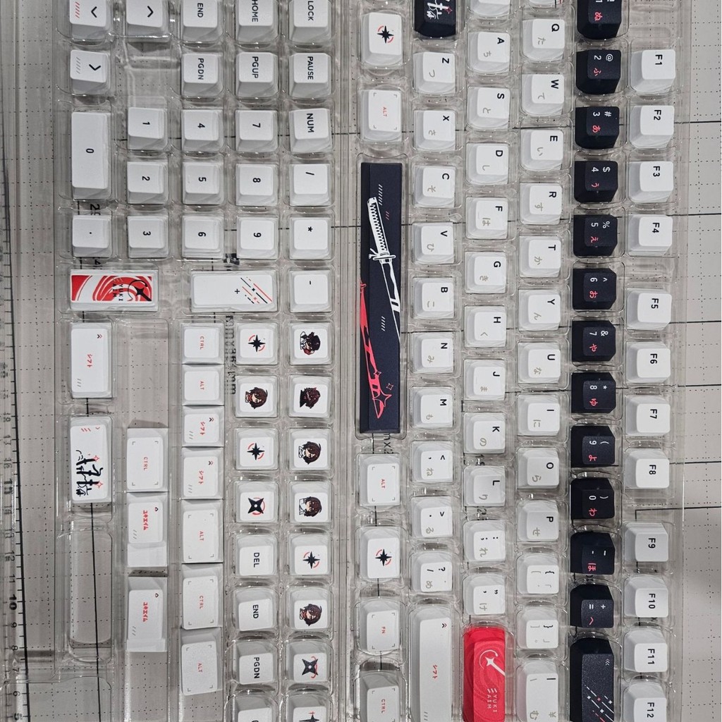 Yuki aim katana เข้ากันได้กับคีย์บอร์ด Wooting โปรไฟล์เชอร์รี่ Dye-Sub PBT Keycaps ครบชุด (134 คีย์)