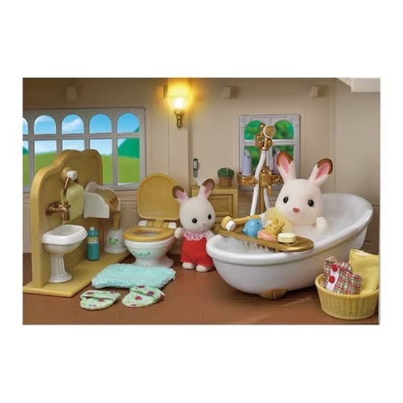 🏠 เฟอร์นิเจอร์ห้องน้ำบ้านตุ๊กตา ซิลวาเนียนแท้ Country Bathroom Set : Sylvanian Toilet ห้องน้ำ สำหรับ