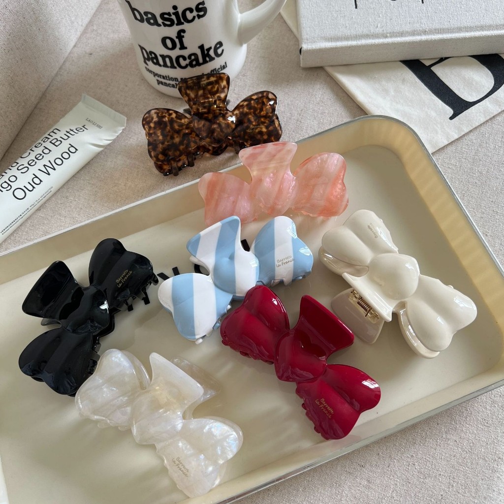 INS ฝรั่งเศส Acetate โบว์ขนาดใหญ่คลิปฉลามอารมณ์หวานกิ๊บเรียบง่าย Barrette ผู้หญิงแฟชั่น Retro Accessiies - รูปที่ 3