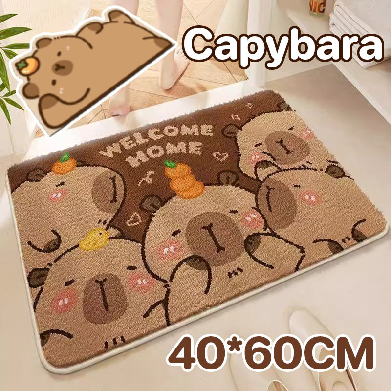 พรมนิ่ม Capybara 40*60CM กันลื่น ดูดซับน้ำได้ดี ลายน่ารักสุดๆ สําหรับตกแต่งบ้าน