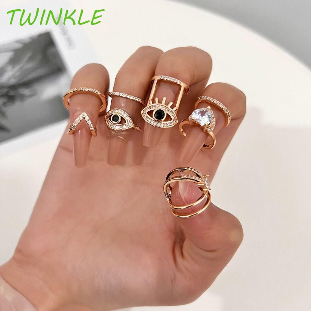 TWINKLE1 แหวนแต่งเล็บหัวใจ Skull Silver Eyes ผีเสื้อ Hipster ปรับขนาดได้ โลหะผสมประณีต ราคาถูก Shopee Lazada