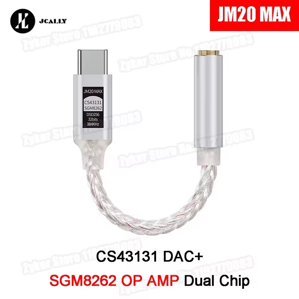 JCALLY JM20 Max CS43131 ประเภท C ถึง 3.5 มม.HiFi DAC JM20 ถอดรหัสเสียงดิจิตอล USB C หูฟัง AMP อะแดปเ