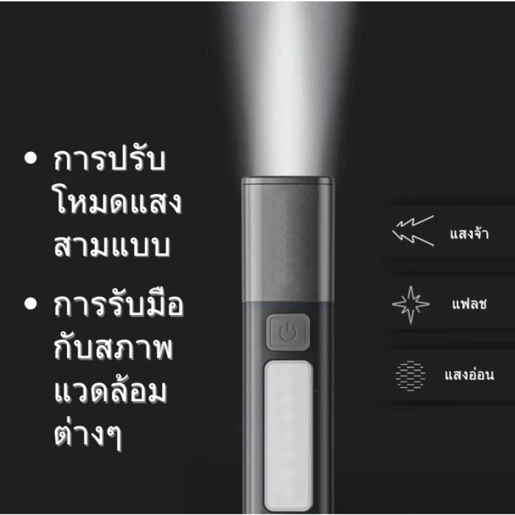 ไฟฉายพกพา LED ชาร์จได้ กันน้ำ สำหรับตั้งแคมป์ thumbnail 4