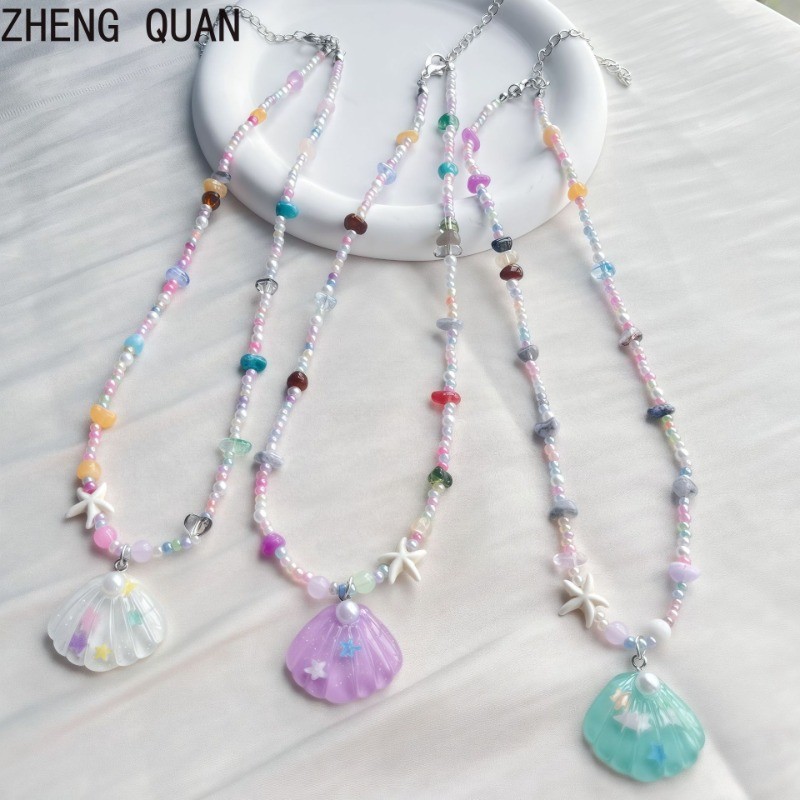 แฟชั่นสร้อยคอลูกปัดโบฮีเมียนบีชไหปลาร้าโซ่สำหรับผู้หญิงเครื่องประดับของขวัญวันหยุด