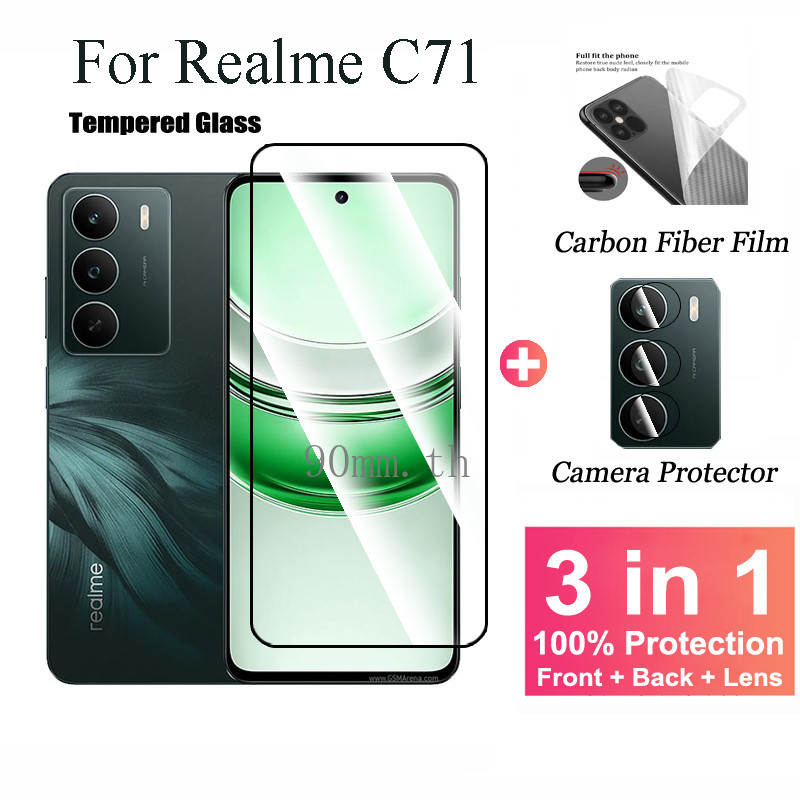 3 IN 1 ฟิล์ม Realme C71 กระจกนิรภัย ฟิล์ม สำหรับ Realme C71 C67 C75 C75X C73 C65 C63 C61 C55 C53 C51