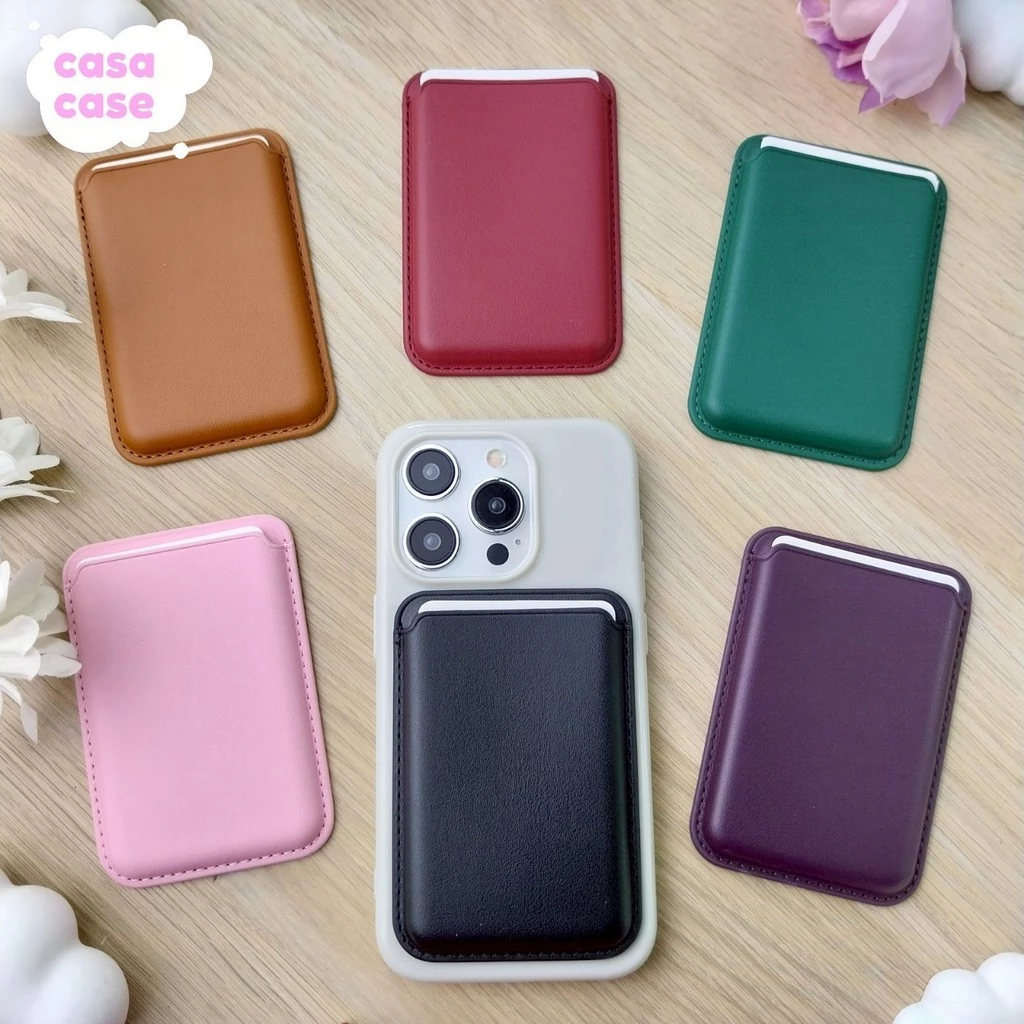 ที่ใส่บัตร แบบหนัง [บัตร/ธนบัตร/Card] ติดคู่เคส Magsafe สีสด [ส่งเร็วทันใจ]