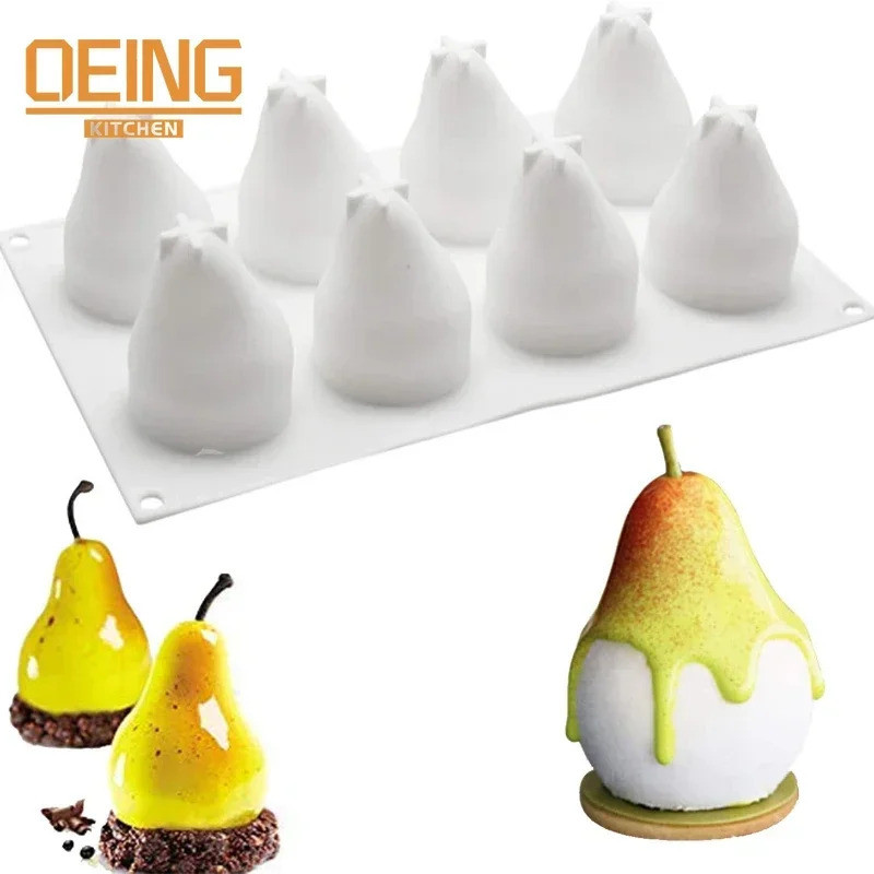 Cake Molds Silicone Pear Shaped Baking Tray 8 Cavity Cakes for Cake Tools Mousse Cake Decorations Mo