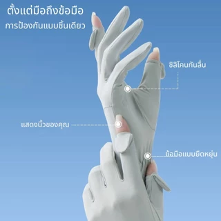 Halo studio พร้อมส่ง🔥 ถุงมือกันแดดผ้าไหมน้ำแข็ง ป้องกันรังสี UV คุณสามารถแสดงนิ้วได้ 2 นิ้ว หน้าจอสัมผัสกันลื่น บางและสบาย