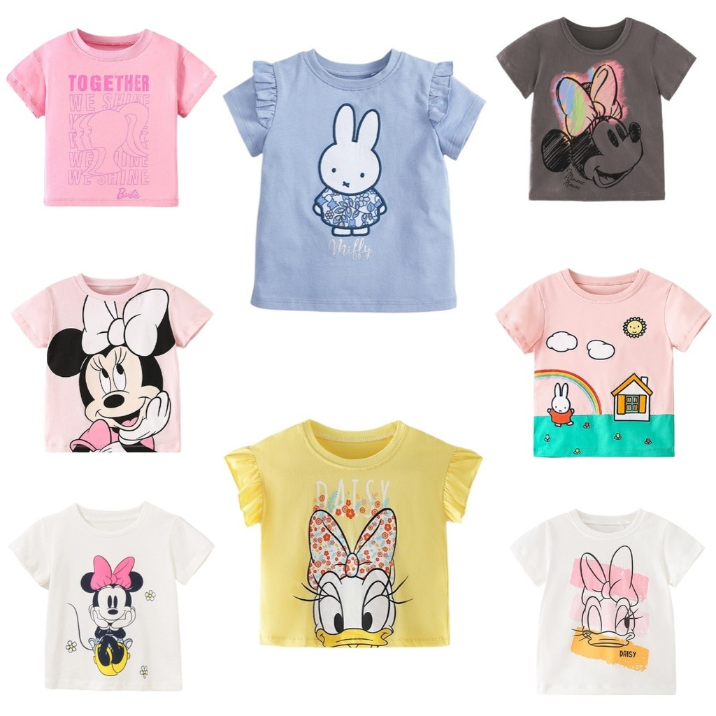 เสื้อยืด ผ้าฝ้าย แบบหนา พิมพ์ลายยูนิคอร์น สําหรับเด็กผู้หญิง qqz@LM