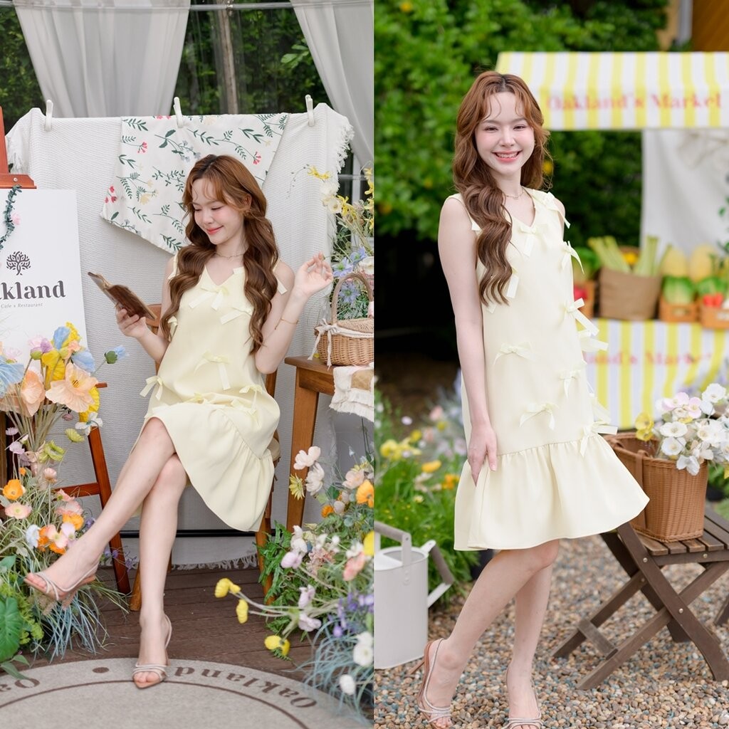 Bow me softly dress : สีเหลืองอ่อน