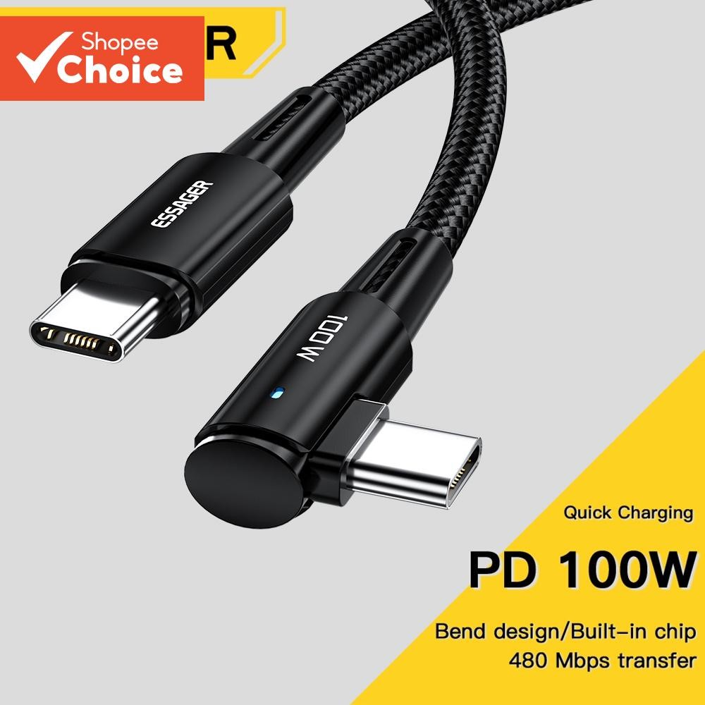 Essager PD 100W ประเภท C ถึง C สาย USB Type-C 5A Fast ชาร์จโทรศัพท์มือถือสําหรับ MacBook iPad Oneplus Xiaomi iPhone16 15 สาย