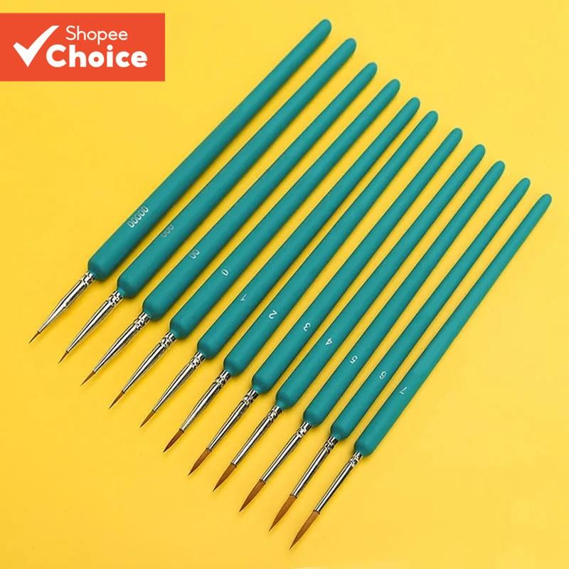 11 ชิ้น Mini Hook Line ปากกาภาพวาดศิลปะแปรงสี Gouache สีน้ําสีน้ํามันศิลปินมือวาด