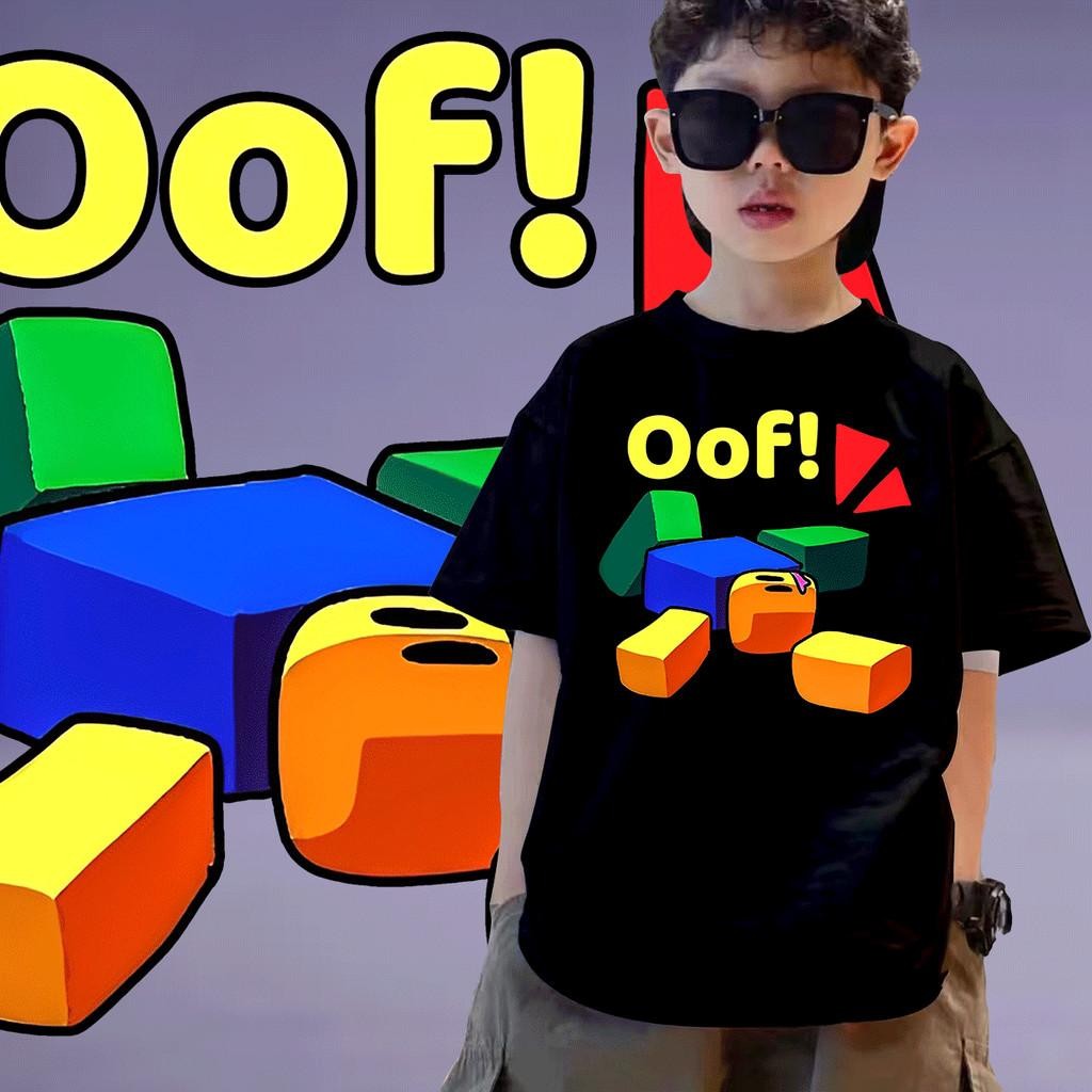 เสื้อยืดเด็ก Roblox OOF Blox Noob Gamer แขนสั้น คอตตอน พิมพ์ลายแฟชั่น ใส่ได้ทุกวัน 100-150cm